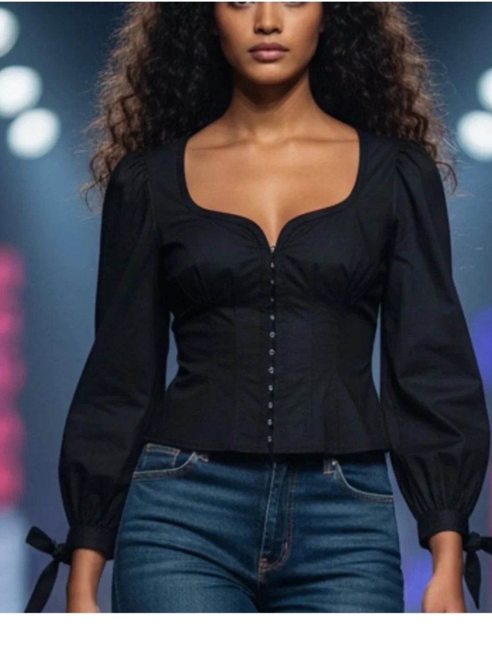 Proenza Schouler Black Puff Sleeve Button-Front Blouse